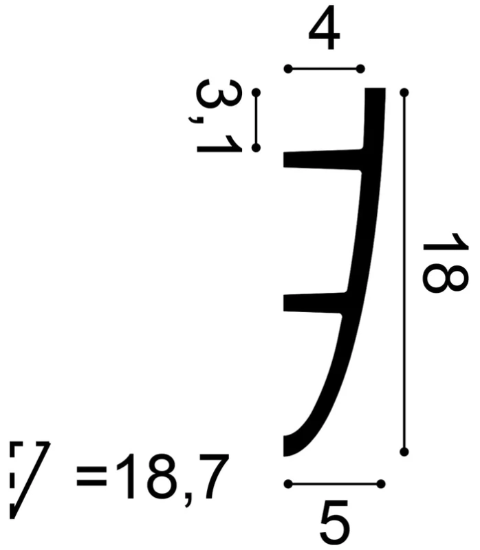 C374 Lišta pre nepriame osvetlenie ORAC DECOR d 200 x š 5,0 x v 18,0 cm 1