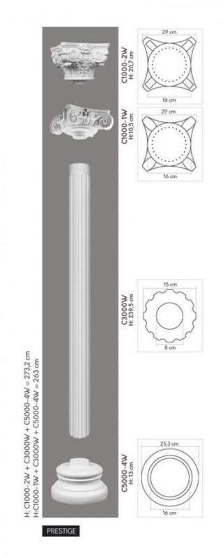 C1000-1W Ozdobná hlava stĺpu MARDOM DECOR d 26,5 x v 10,5 x š 26,5 cm