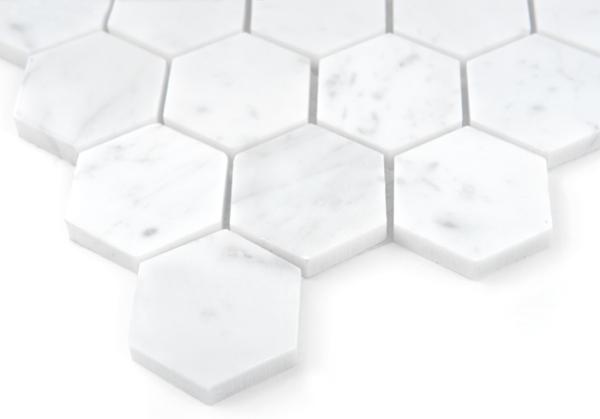 BLACK & WHITE Carrara White Hexagon 48 Mramorové mozaiky DUNIN (29,8x30,2cm/1ks)