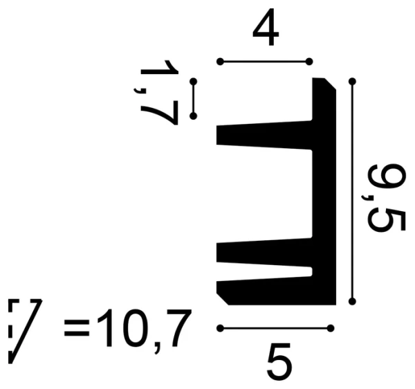 C381 Lišta pre nepriame osvetlenie ORAC DECOR d 200 x š 5,0 x v 9,5 cm 1