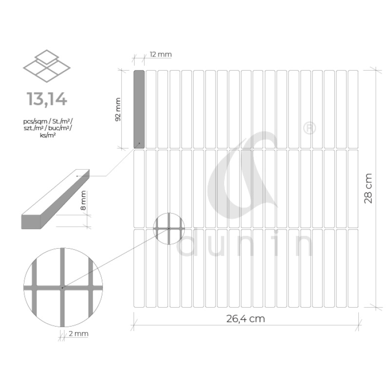 PENNY & TWIG Mr. Twig Denim Gresové mozaiky DUNIN (26,8x28,4cm/1ks) 10