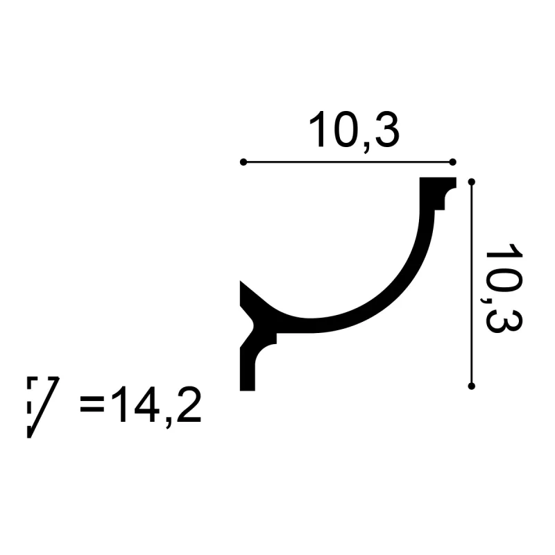 C902 Lišta pre nepriame osvetlenie d 200 x š 10,3 x v 10,3 cm 1