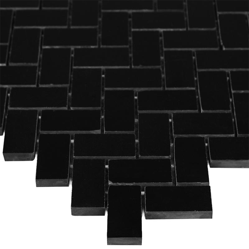 BLACK & WHITE Pure Black Herringbone 48 Mramorové mozaiky DUNIN (28,5x28,5cm/1ks)