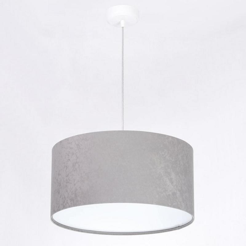 Sivo-biela závesná lampa s velúrovým tienidlom KAMELIA DEKORIKO