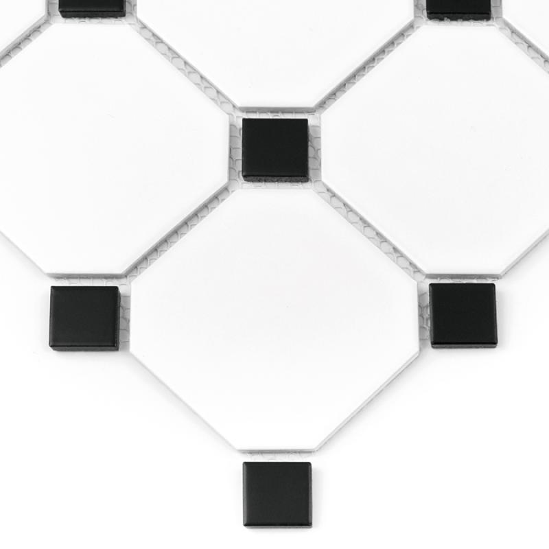 CLASSIC CERAMIC MOSAIC Mini Octagon White 95 mat Keramická mozaika DUNIN (30,1x30,1cm/1ks)