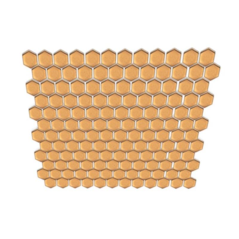HEXAGONIC Mini Hexagon Gold matt Keramická mozaika DUNIN (27,2x30cm/1ks)