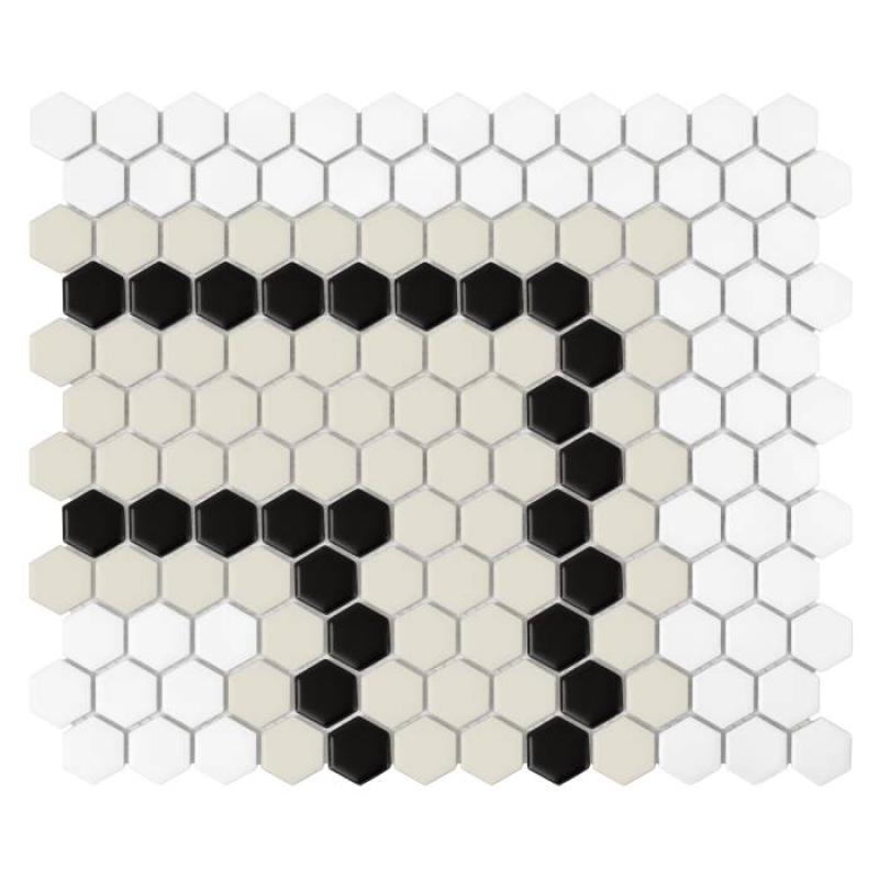 HOUSE LOVES Mini Hexagon Stripe 5.2.C matt Keramická mozaika DUNIN (30x26cm/1ks)