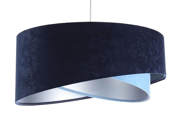 Granátovo-modrá závesná lampa s velúrovým tienidlom LORES DEKORIKO