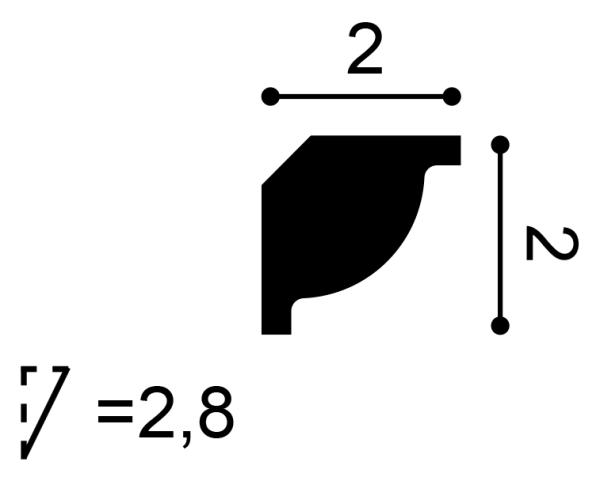 CX132 Rohová lišta ORAC DECOR d 200 x š 2,0 x v 2,0 cm 1