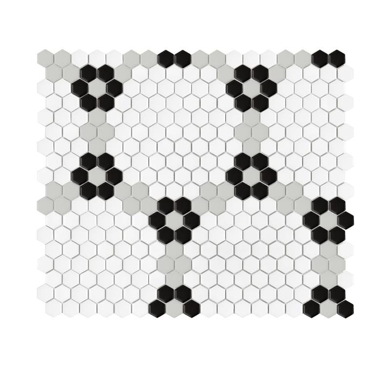 HOUSE LOVES Mini Hexagon Garland Black matt Gresové mozaiky DUNIN (45,1x39,1cm/1ks)