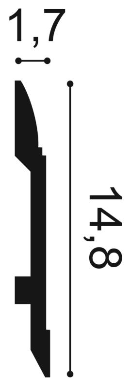 SX104 Podlahová lišta ORAC DECOR d 200 x š 1,7 x v 14,8 cm 1