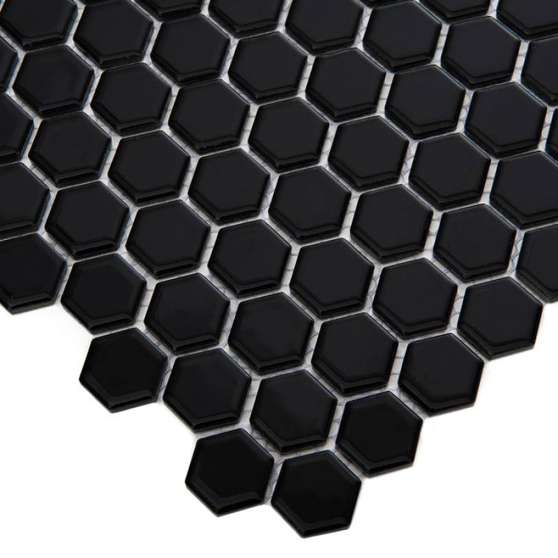 HEXAGONIC Mini Hexagon Black Keramická mozaika DUNIN (26x30cm/1ks)