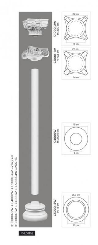 C4000W Ozdobný stĺp MARDOM DECOR d 15 x v 243 x š 15 cm