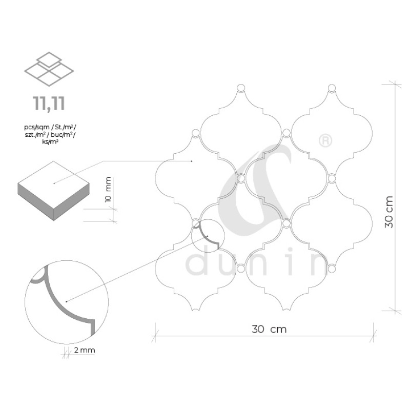 MANORIAL Carrara White Hall Mramorové mozaiky DUNIN (30x30x1cm/1ks) 6
