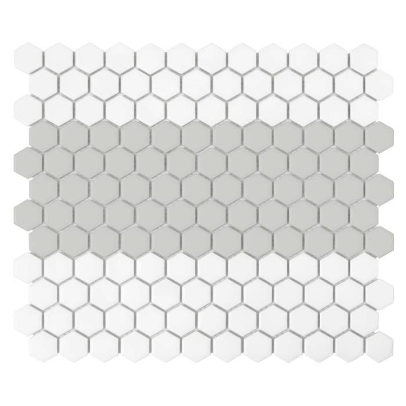 HOUSE LOVES Mini Hexagon Stripe 1.A matt Keramická mozaika DUNIN (30x26cm/1ks)