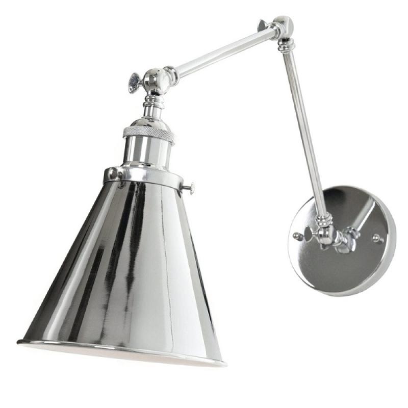 Chrómovaná nástenná lampa s nastaviteľným ramenom RUBI W2 DEKORIKO
