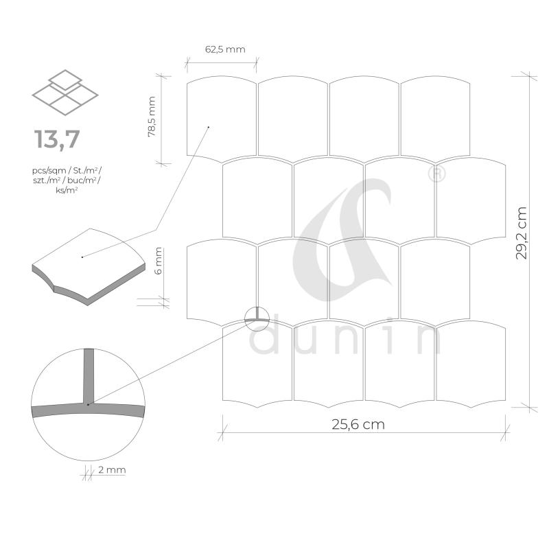 ARCADO Camden Gresové mozaiky DUNIN (25,6x29,2cm/1ks)