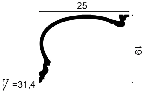 C343 Rohová lišta ORAC DECOR d 200 x š 25 x v 19 cm 1