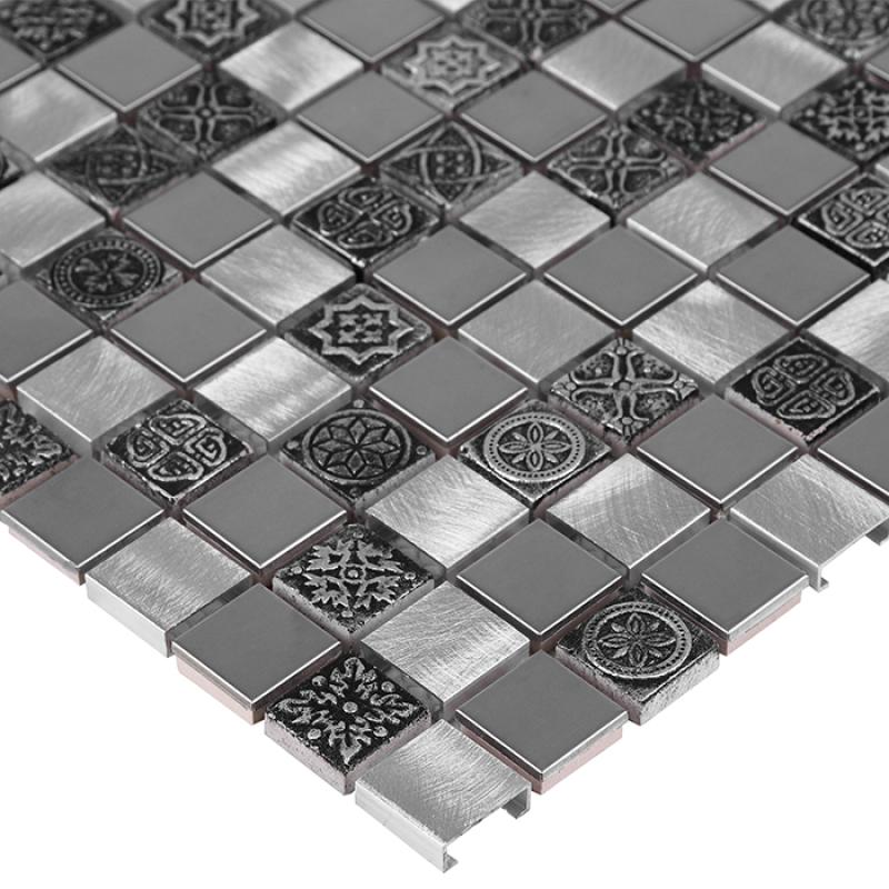 METALLIC Allumi Grey MIX 23 Kovová mozaika DUNIN (30x30cm/1ks)
