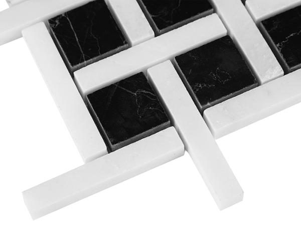 BLACK & WHITE Pure Black BW02 Mramorové mozaiky DUNIN (30,5x30,5cm/1ks)