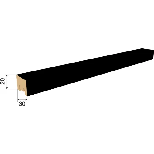 V4SM Stenová lamela STEMI Mini (2700 х 20 х 30 mm.) čierny hladký