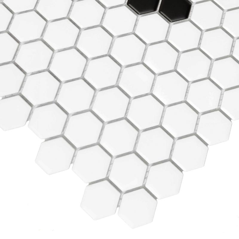 HOUSE LOVES Mini Hexagon Beetle Black matt Gresové mozaiky DUNIN (30x26cm/1ks)