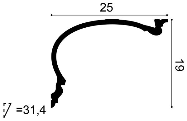 C343 Rohová lišta ORAC DECOR d 200 x š 25,0 x v 19,0 cm 1