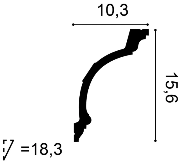 C217F Rohová lišta ORAC DECOR FLEX d 200 x š 15,6 x v 10,3 cm 1