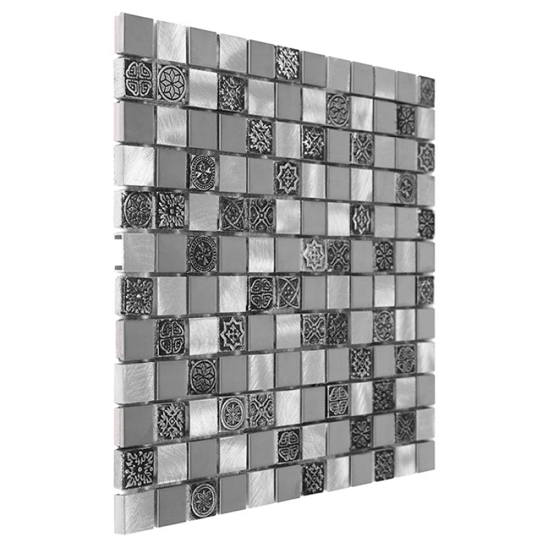 METALLIC Allumi Grey MIX 23 Kovová mozaika DUNIN (30x30cm/1ks)