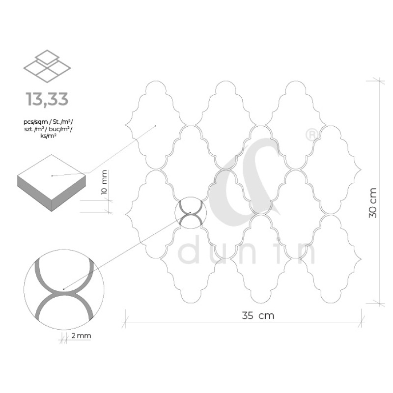 MANORIAL Carrara White Crest Mramorové mozaiky DUNIN (25x30x1cm/1ks) 5