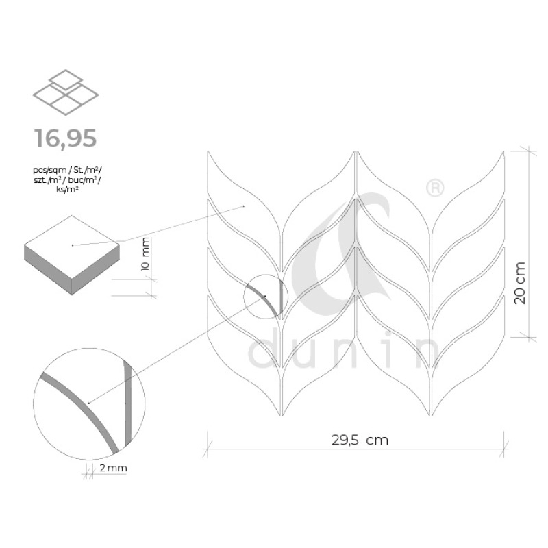 MANORIAL Carrara White Calamus Mramorové mozaiky DUNIN (29,5x20x1cm/1ks) 5