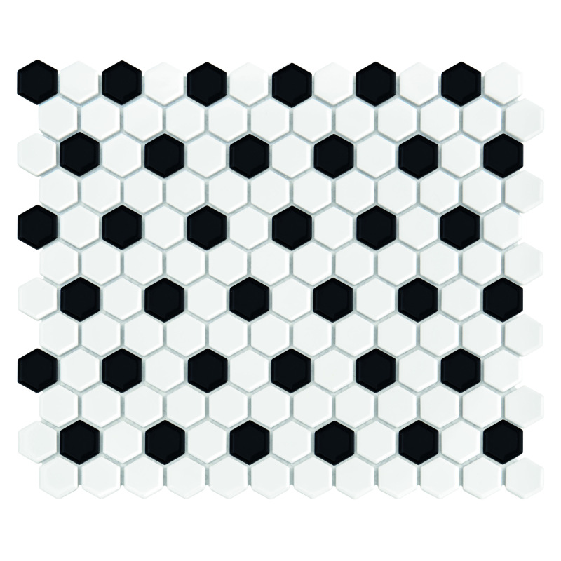 HEXAGONIC Mini Hexagon B&W Mix glossy Gresové mozaiky DUNIN (26x30cm/1ks) 1