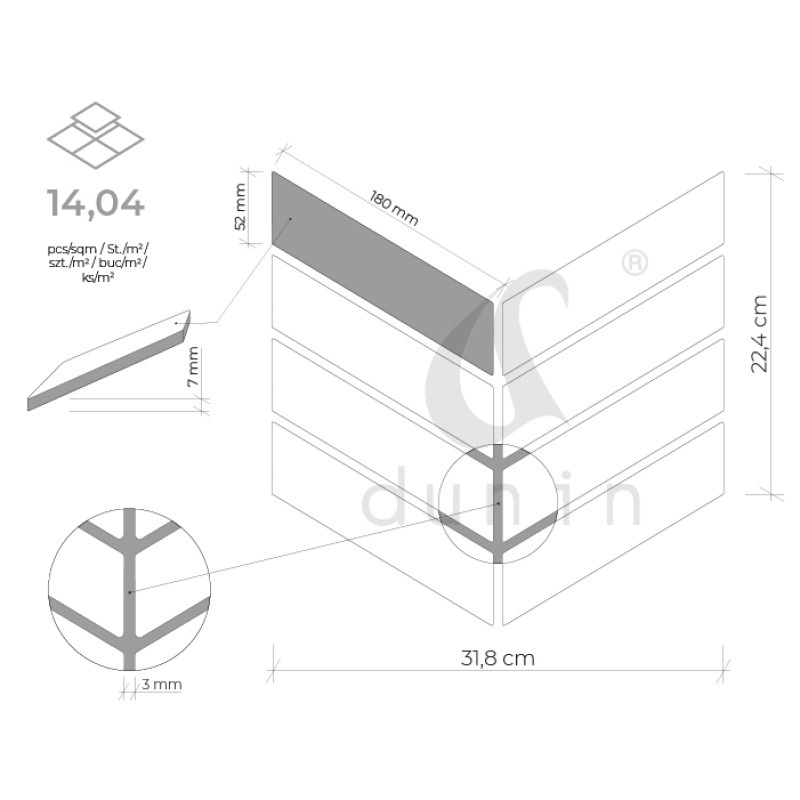 ROYAL CHEVRON Carrara matt Porcelánové mozaiky DUNIN (31,8x22,4cm/1ks) 8