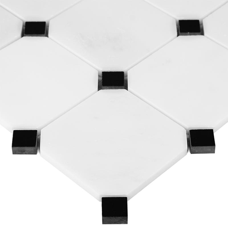 BLACK & WHITE Pure B&W Octagon 100 Mramorové mozaiky DUNIN (30,5x30,5cm/1ks)