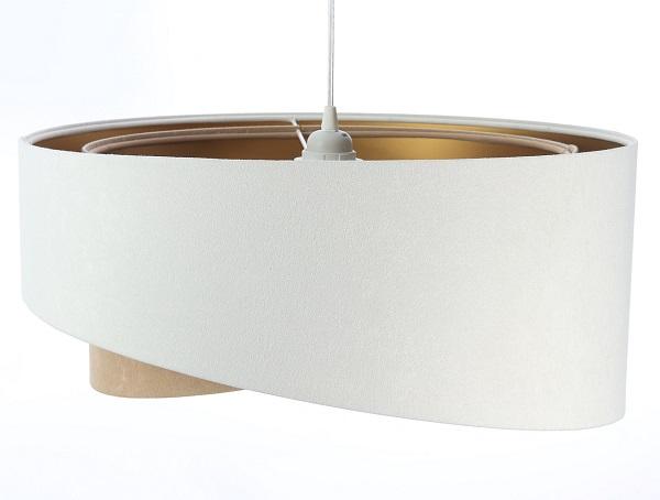Bielo-béžová závesná lampa s velúrovým tienidlom MIX DEKORIKO