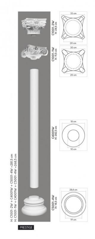 C4001W Ozdobný stĺp MARDOM DECOR d 18 x v 243 x š 18 cm