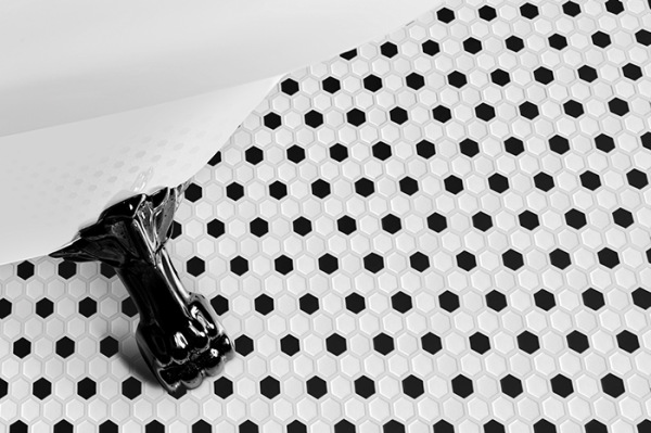 HEXAGONIC Mini Hexagon B&W Mix glossy Gresové mozaiky DUNIN (26x30cm/1ks)