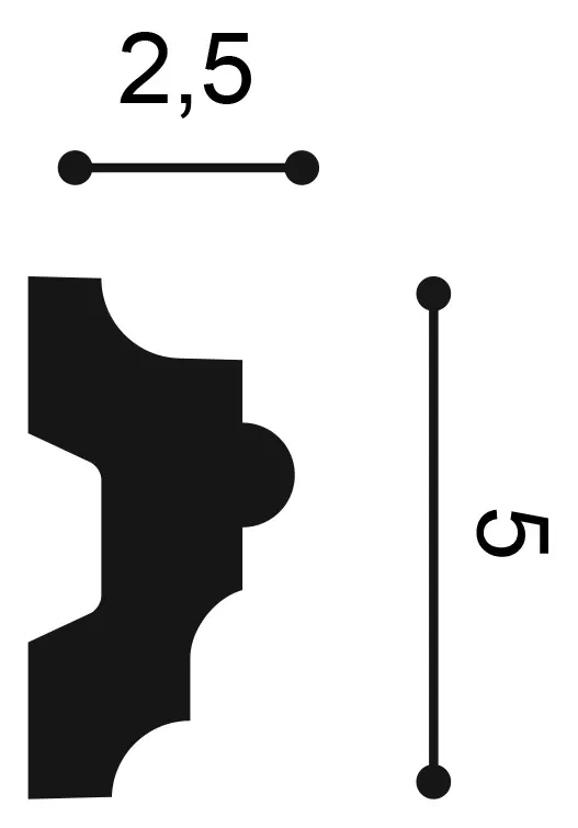 P9040 Lemovacia lišta ORAC DECOR d 200 x v 5 x š 2,5 cm 1