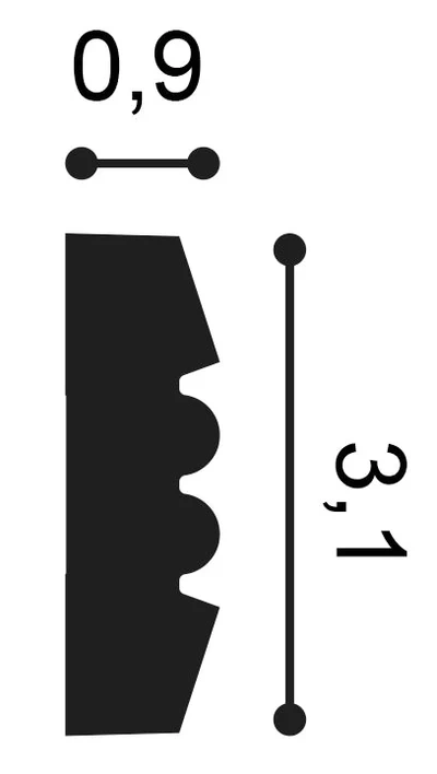 P5021F Lemovacia lišta ORAC DECOR d 200 x v 3,1 x š 0,9 cm 1
