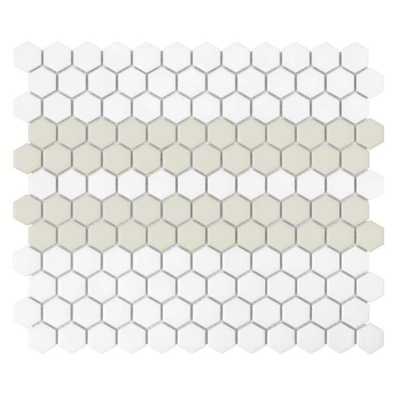 HOUSE LOVES Mini Hexagon Stripe 2.C matt Keramická mozaika DUNIN (30x26cm/1ks)