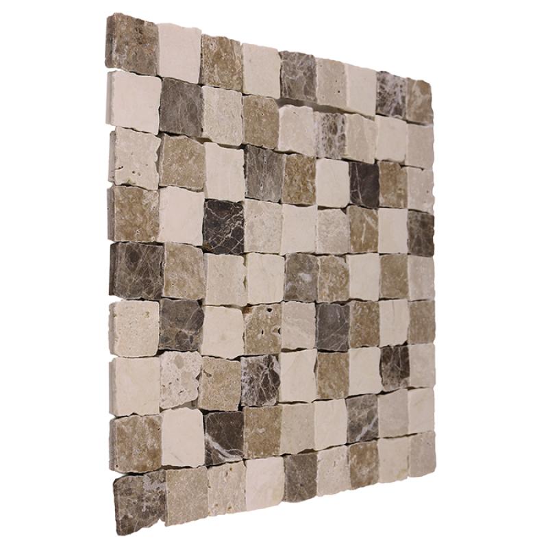 TRAVERTINE+EMPERADOR Travertine Bend Mix 32 matt Kameninové mozaiky DUNIN(30,5x30,5cm/1ks)