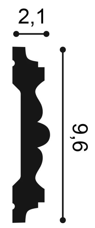 P9020 Lemovacia lišta ORAC DECOR d 200 x v 9,6 x š 2,1 cm 1