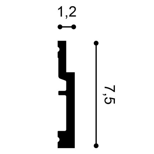 SX187 Rohová lišta ORAC DECOR High Line d 200 x v 7,5 x š 1,2 cm