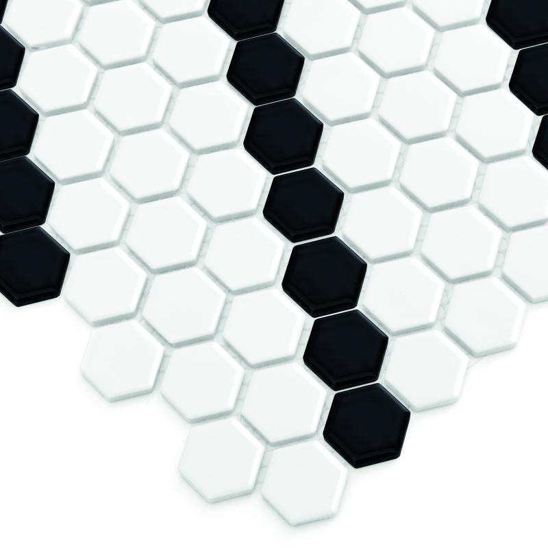 HEXAGONIC Mini Hexagon B&W Lean Premium matt Keramická mozaika DUNIN (26x30cm/1ks)