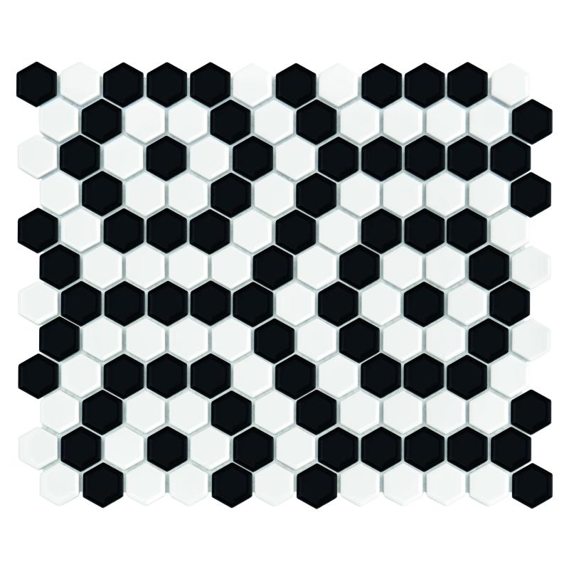 HEXAGONIC Mini Hexagon B&W Nano Premium matt Keramická mozaika DUNIN (26x30cm/1ks)