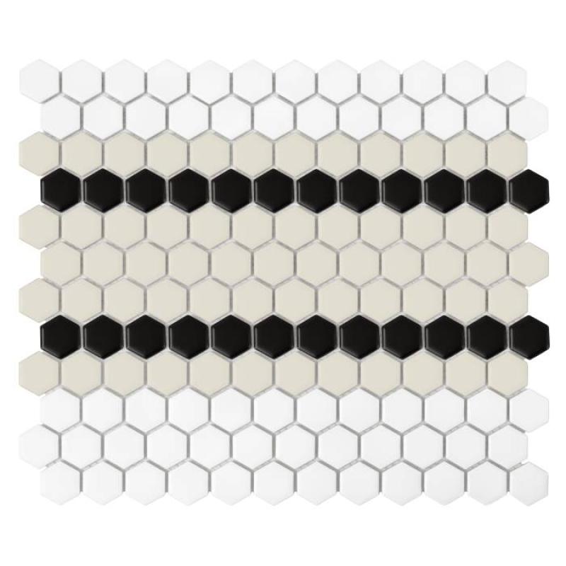 HOUSE LOVES Mini Hexagon Stripe 5.C matt Keramická mozaika DUNIN (30x26cm/1ks)
