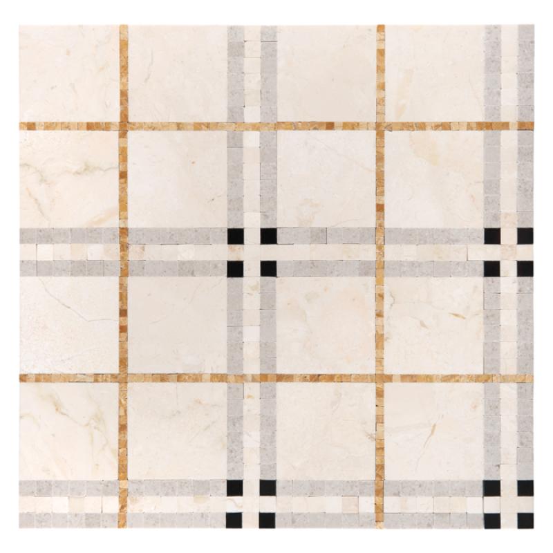 MANORIAL Beige Tartan Mramorové mozaiky DUNIN (31x31x1cm/1ks)