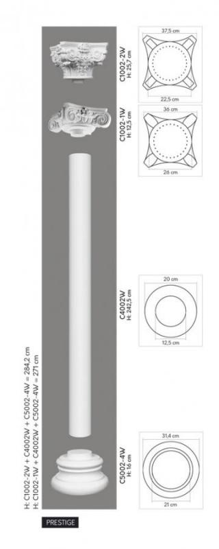 C4002W Ozdobný stĺp MARDOM DECOR d 20 x v 243 x š 20 cm