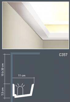 C357 Lišta pre nepriame osvetlenie d 200 x v 7,1 x š 11 cm